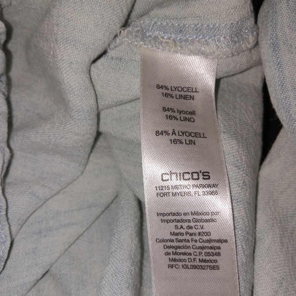 Chicos Blue Linen Blend Jacket 2 Large - Picture 6 of 8